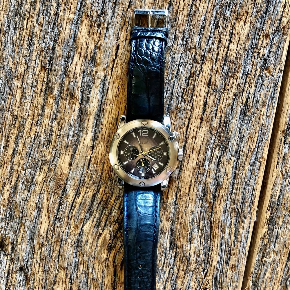 Guess Navy Blue Leather Watch